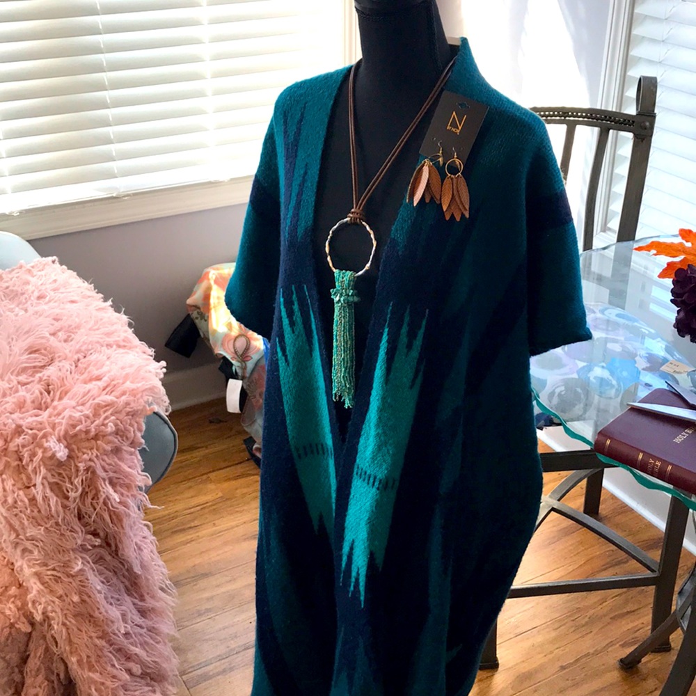 Rue 21 sweater coat and jewelry